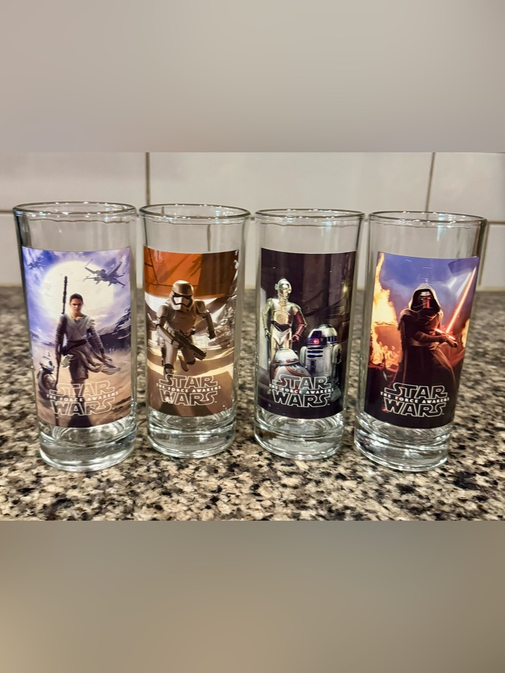 Star Wars Shot Glass Set — Brown, Purple, Gold, Blue Panels
